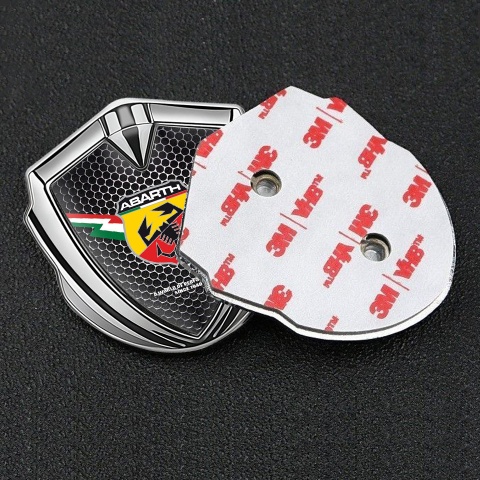 Fiat Abarth Emblem Logo Schriftzug Aufkleber Silbertonfarbe Perforierter Stahl Design