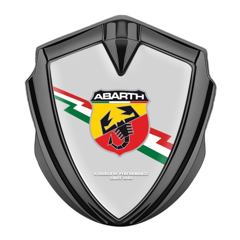 Fiat Abarth Seitenflugel Emblem Aufkleber Graphit Tonfarbe Grau Fundament mit blitz Logo Stil