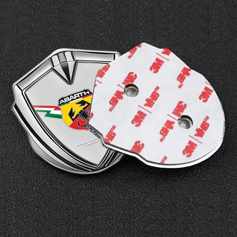 Fiat Abarth Seitenflugel Emblem Aufkleber Silbertonfarbe Grau Fundament mit blitz Logo Stil