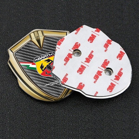 Fiat Abarth Emblem Abzeichen Goldtonfarbe Dunkles Carbon mit Blitz logo Stil