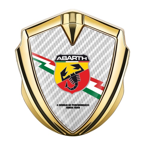 Fiat Abarth Emblem Abzeichen selbstklebend Goldtonfarbe Weiss Carbon Design