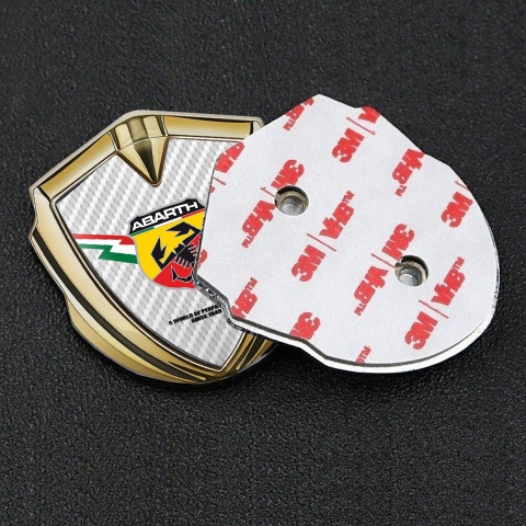 Fiat Abarth Emblem Abzeichen selbstklebend Goldtonfarbe Weiss Carbon Design