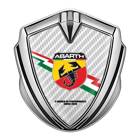 Fiat Abarth Emblem Abzeichen selbstklebend Silbertonfarbe Weiss Carbon Design