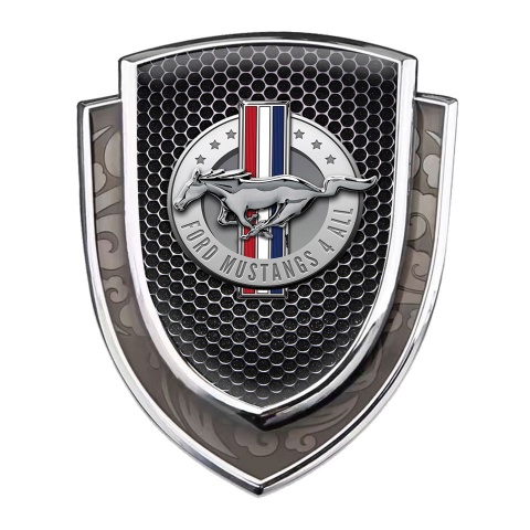 Ford Mustang Emblem Abzeichen selbstklebend Silbertonfarbe mit Perforierter Stahl Basis