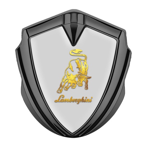 Lamborghini Emblem Auto Zeichen Graphit Tonfarbe mit Grau Basis und Gold Logo