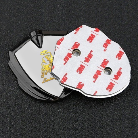 Lamborghini Emblem Auto Zeichen Graphit Tonfarbe mit Grau Basis und Gold Logo