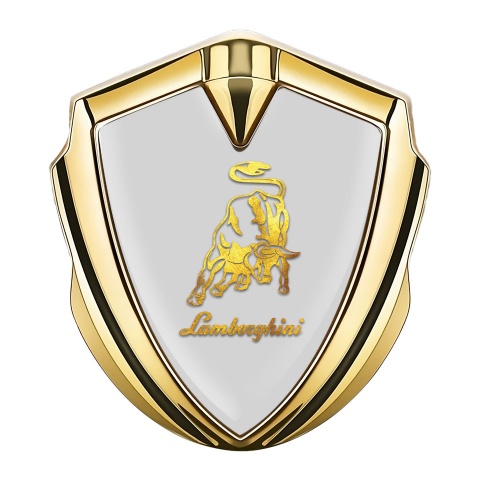 Lamborghini Emblem Auto Zeichen Goldtonfarbe mit Grau Basis und Gold Logo
