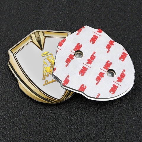 Lamborghini Emblem Auto Zeichen Goldtonfarbe mit Grau Basis und Gold Logo