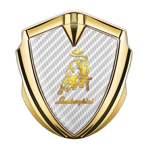 Lamborghini Emblem Aufkleber Autozubehor Goldtonfarbe mit Weiss Carbon Stil