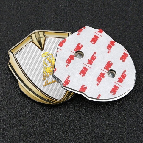 Lamborghini Emblem Aufkleber Autozubehor Goldtonfarbe mit Weiss Carbon Stil