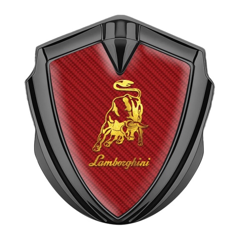 Lamborghini Selbstklebendes Metallaufkleber Emblem Graphit Tonfarbe Rote Carbon Stil