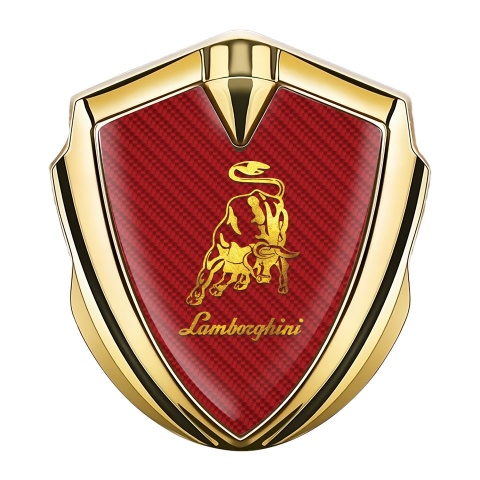 Lamborghini Selbstklebendes Metallaufkleber Emblem Goldtonfarbe Rote Carbon Stil