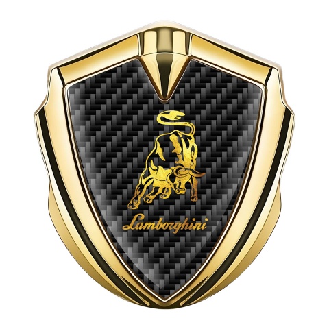 Lamborghini Emblem Logo Schriftzug Aufkleber Goldtonfarbe Schwarz Kohlenstoff Stil