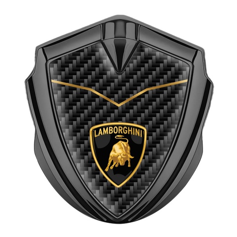 Lamborghini Seitenflugel Emblem Aufkleber  Graphit Tonfarbe mit Schwarz Carbon Logo Schild