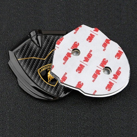 Lamborghini Seitenflugel Emblem Aufkleber  Graphit Tonfarbe mit Schwarz Carbon Logo Schild