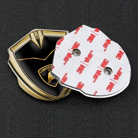 Lamborghini Emblem Abzeichen Goldtonfarbe mit Gold Schwarz Basis und Logo Schild