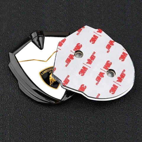 Lamborghini Abzeichen selbstklebend Graphit Tonfarbe mit Gold Weiss Basis und Logo Schild