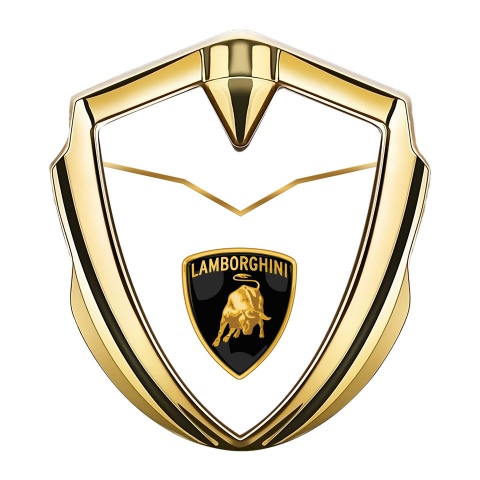 Lamborghini Abzeichen selbstklebend Goldtonfarbe mit Gold Weiss Basis und Logo Schild