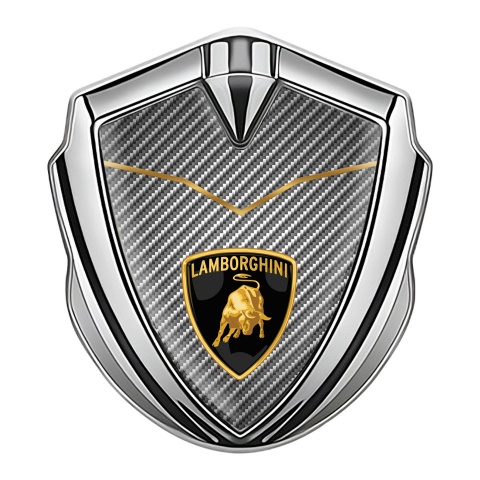 Lamborghini Emblem Aufkleber Autozubehor Silbertonfarbe mit Carbon Basis Version Und Logo Schild