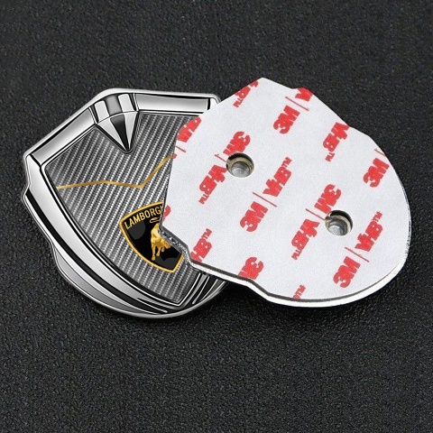 Lamborghini Emblem Aufkleber Autozubehor Silbertonfarbe mit Carbon Basis Version Und Logo Schild