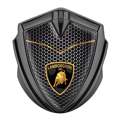 Lamborghini Selbstklebendes Metallaufkleber Emblem Graphit Tonfarbe mit Perforierter Stahl Basis Version Und Logo Schild