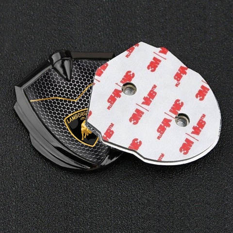 Lamborghini Selbstklebendes Metallaufkleber Emblem Graphit Tonfarbe mit Perforierter Stahl Basis Version Und Logo Schild