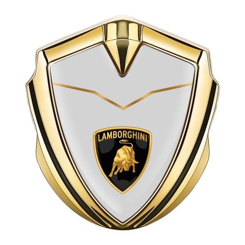 Lamborghini Emblem Logo Schriftzug Aufkleber Goldtonfarbe mit Grau Gold Basis und Logo Schild