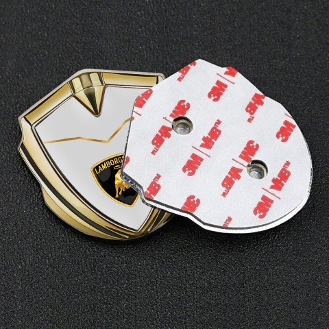 Lamborghini Emblem Logo Schriftzug Aufkleber Goldtonfarbe mit Grau Gold Basis und Logo Schild