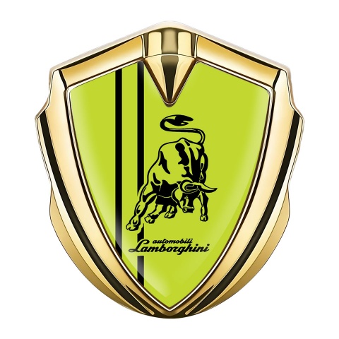 Lamborghini Emblem Auto Zeichen Goldtonfarbe mit Grun Hintergrund Und Schwarz Logo Stil