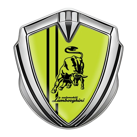Lamborghini Emblem Auto Zeichen Silbertonfarbe mit Grun Hintergrund Und Schwarz Logo Stil