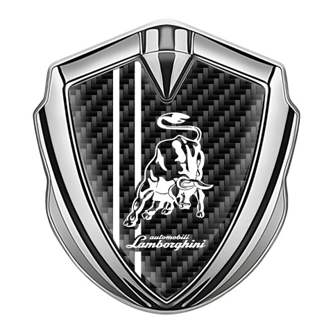 Lamborghini Emblem Aufkleber Autozubehor Silbertonfarbe mit Schwarz Kohlenstoff und Weiss logo Stil
