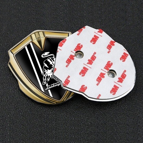 Lamborghini Selbstklebendes Metallaufkleber Emblem Goldtonfarbe Schwarz Basis und Weiss logo