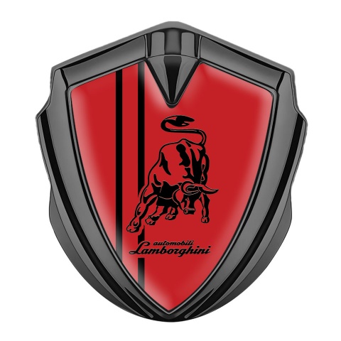 Lamborghini Seitenflugel Emblem Aufkleber Graphit Tonfarbe Rote Hintergrund Schwarz Logo Stil