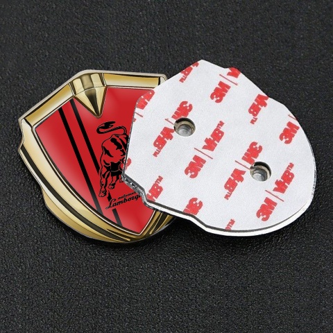 Lamborghini Seitenflugel Emblem Aufkleber Goldtonfarbe Rote Hintergrund Schwarz Logo Stil