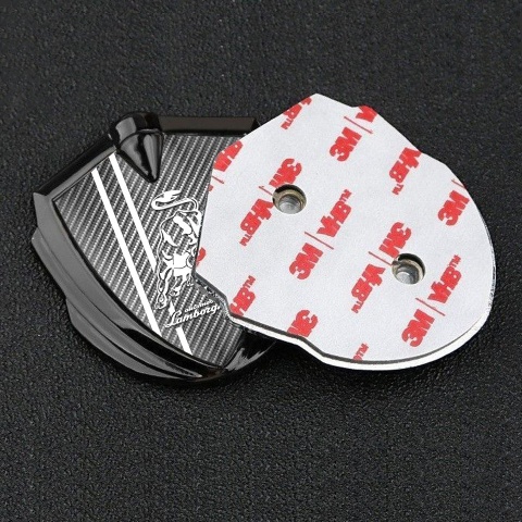 Lamborghini Abzeichen selbstklebend Graphit Tonfarbe Hell carbon Weiss logo design