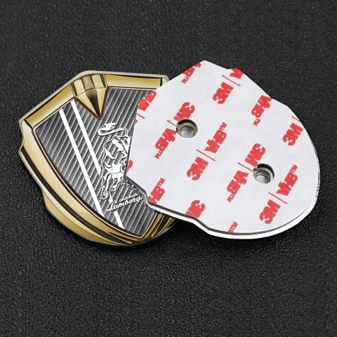 Lamborghini Abzeichen selbstklebend Goldtonfarbe Hell carbon Weiss logo design