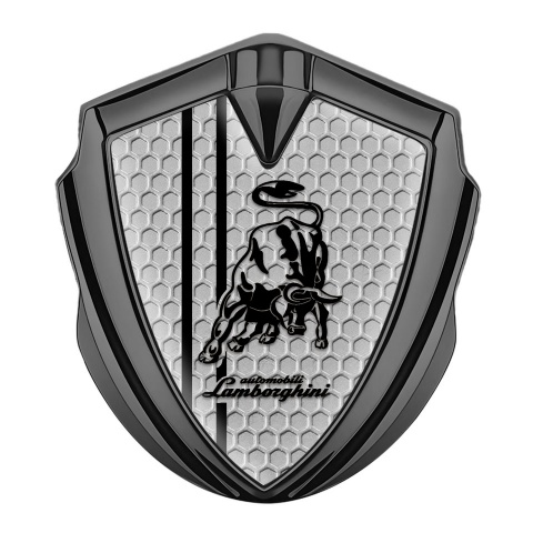 Lamborghini Emblem Auto Zeichen Graphit Tonfarbe mit Wabeneffekt Basis und Schwarz Logo Stil