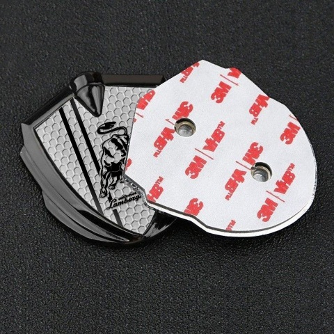 Lamborghini Emblem Auto Zeichen Graphit Tonfarbe mit Wabeneffekt Basis und Schwarz Logo Stil