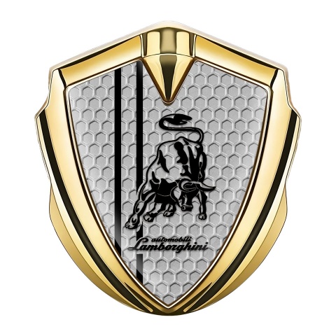 Lamborghini Emblem Auto Zeichen Goldtonfarbe mit Wabeneffekt Basis und Schwarz Logo Stil