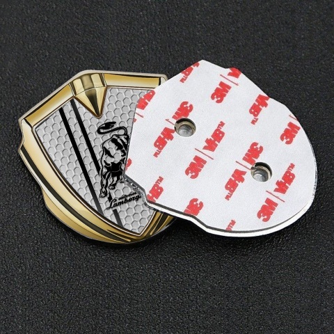 Lamborghini Emblem Auto Zeichen Goldtonfarbe mit Wabeneffekt Basis und Schwarz Logo Stil