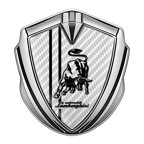 Lamborghini Emblem Aufkleber Autozubehor Silbertonfarbe Weiss Carbon Schwarz Logo Stil