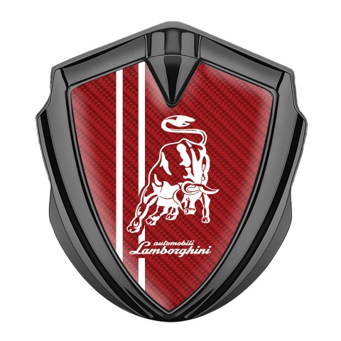 Lamborghini Selbstklebendes Metallaufkleber Emblem Graphit Tonfarbe mit Rote Carbon Weiss Logo Stil