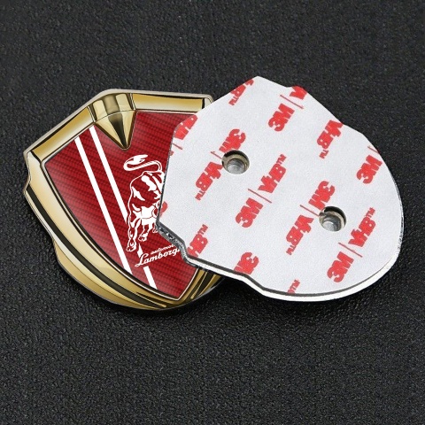 Lamborghini Selbstklebendes Metallaufkleber Emblem Goldtonfarbe mit Rote Carbon Weiss Logo Stil