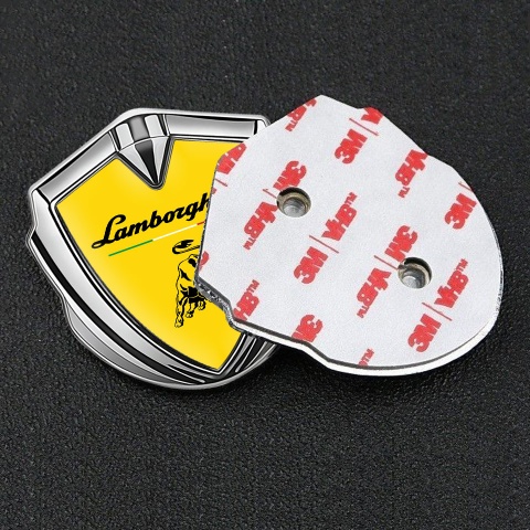 Lamborghini Abzeichen selbstklebend Silbertonfarbe Gelb Fundament und Italienische Flagge Logo Stil