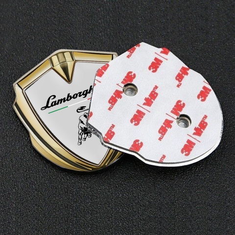 Lamborghini Emblem Auto Zeichen Goldtonfarbe mit Grau Hintergrund und Italienische Flagge Logo Motiv