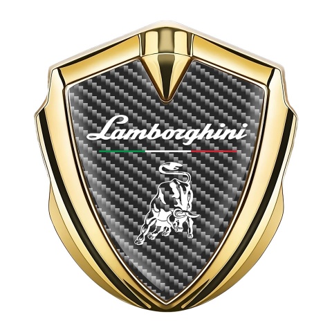 Lamborghini Emblem Aufkleber Autozubehor Goldtonfarbe Kohlenstoff Basis und Italienische Flagge Logo Motiv