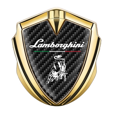 Lamborghini Seitenflugel Emblem Aufkleber Goldtonfarbe Schwarz Kohlenstoff Italienische Flagge Logo Motiv