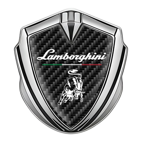 Lamborghini Seitenflugel Emblem Aufkleber Silbertonfarbe Schwarz Kohlenstoff Italienische Flagge Logo Motiv