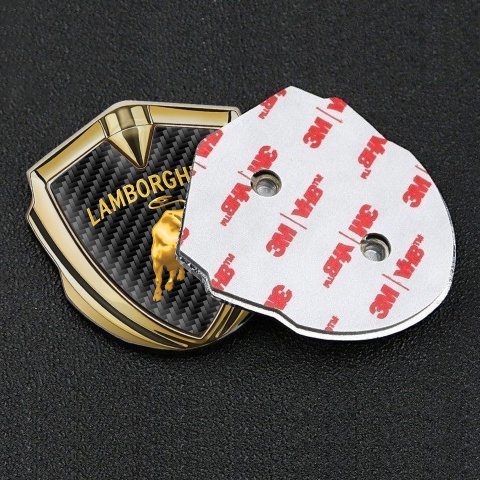 Lamborghini Emblem Abzeichen Goldtonfarbe Schwarz Kohlenstoff Auflage