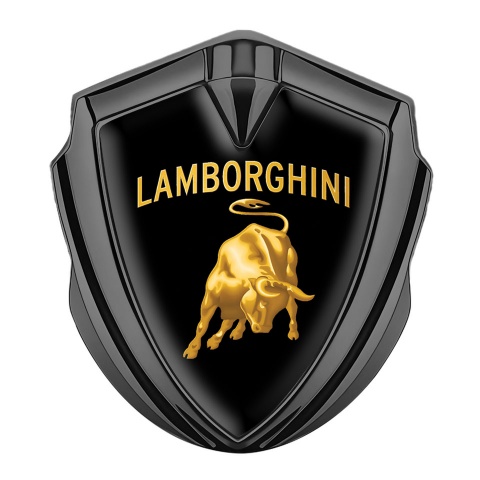 Lamborghini Abzeichen selbstklebend Graphit Tonfarbe Schwarz Hintergrund Gold logo Design